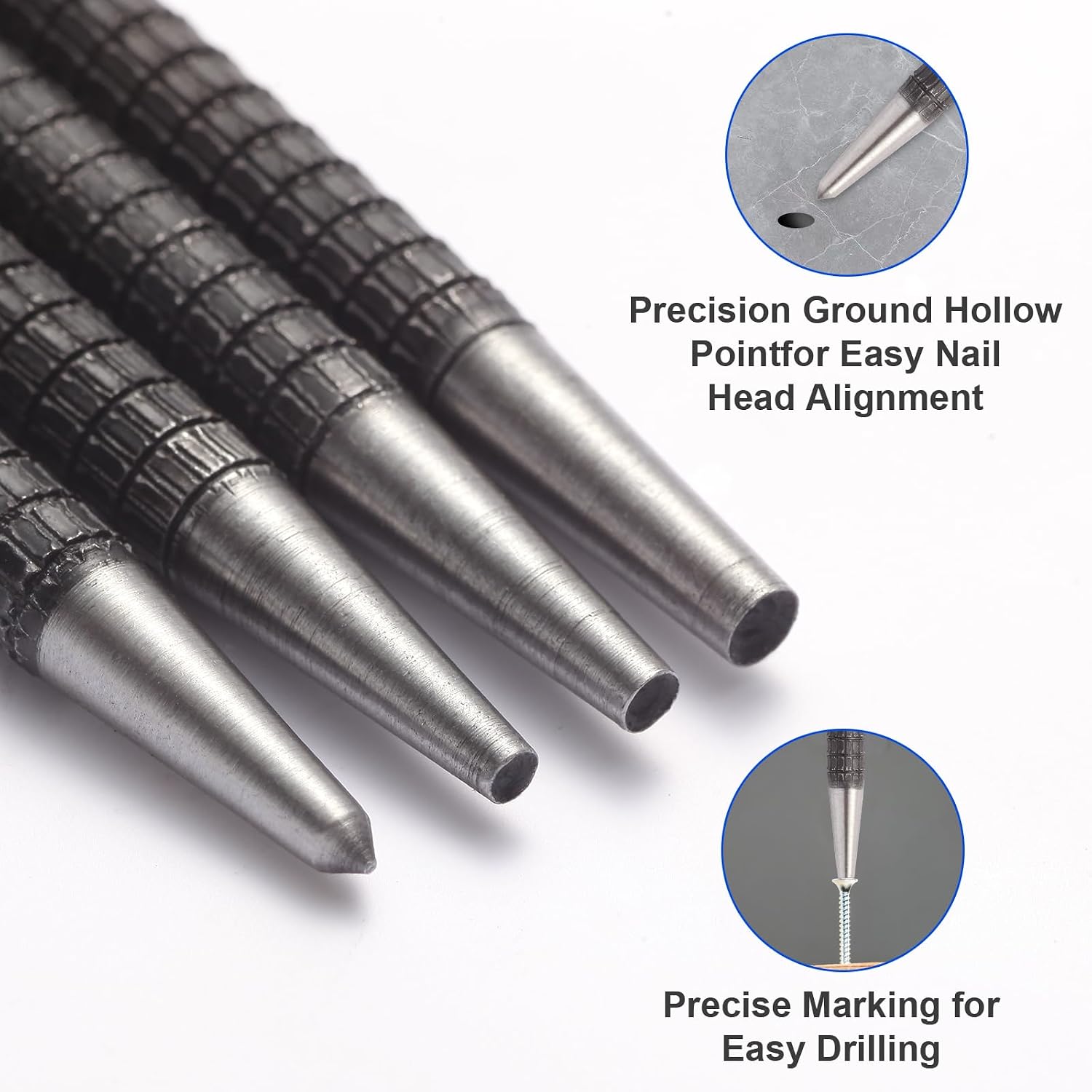 4-teiliges Körner-Set aus gehärtetem Stahl – Präzisionswerkzeug für Metall- und Holzbearbeitung